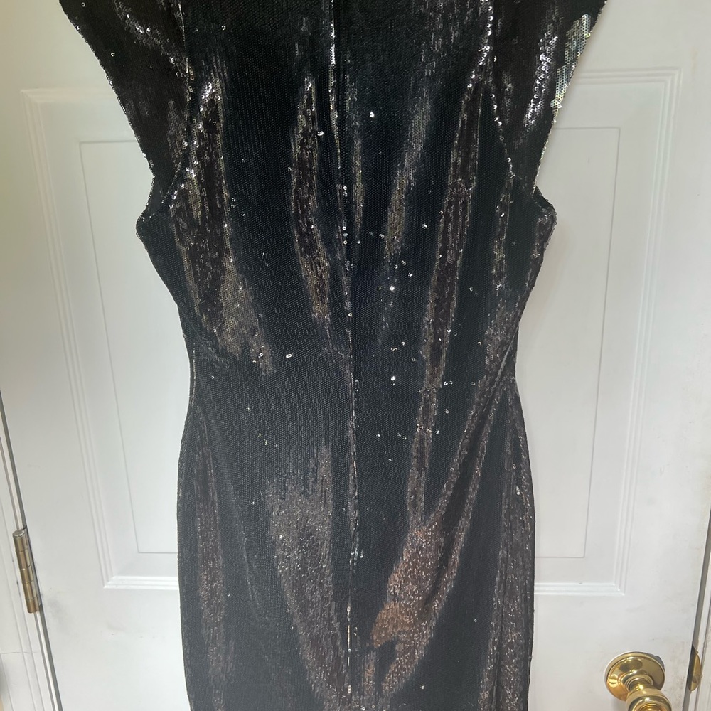 Black sequined French connection dress.
